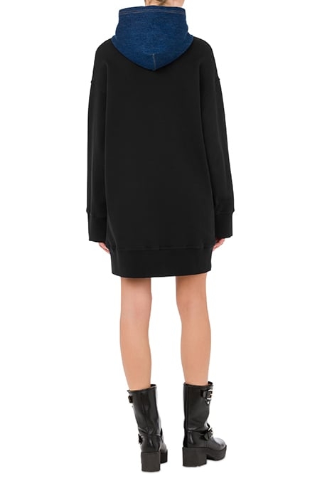 DENIM DETAILS SWEATSHIRT DRESS BLACK 2