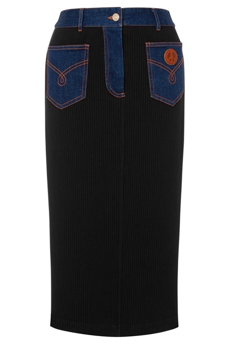 DENIM DETAILS RECYCLED COTTON SKIRT BLACK 3