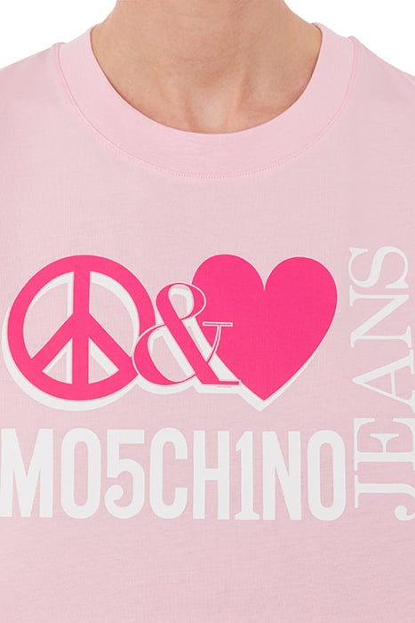 CROPPED PEACE & LOVE LOGO T-SHIRT PINK 4
