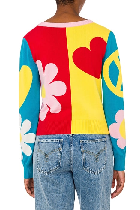 MULTICOLOR KNITWEAR WITH PEACE SYMBOLS MULTICOLOR 2
