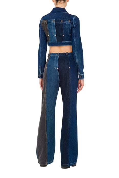 CROPPED DENIM PATCHWORK JACKET BLUE 2