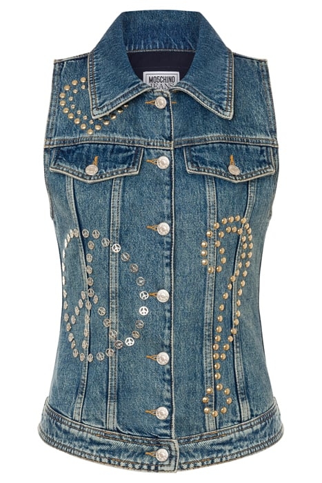 STUDDED SYMBOLS DENIM VEST BLUE 3