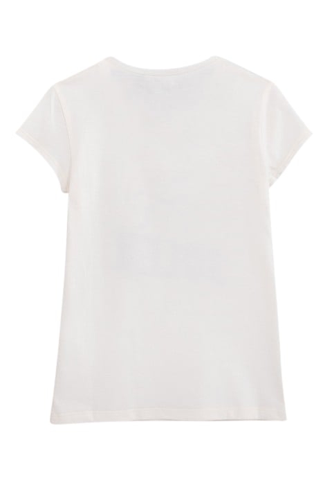 GIRLS' ECRU T-SHIRT WITH PALM IMAGE AND GLITTER SLOGAN 2