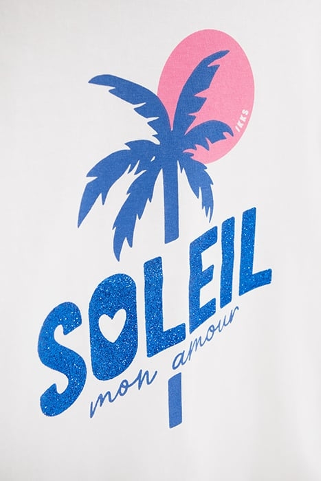 GIRLS' ECRU T-SHIRT WITH PALM IMAGE AND GLITTER SLOGAN 5