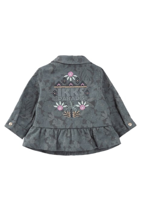 BABY GIRLS’ KHAKI DENIM SAFARI JACKET, XL FLOWERS 2