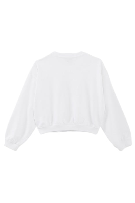GIRLS' OFF-WHITE SWEATSHIRT WITH SILVER GLITTER SLOGAN 2