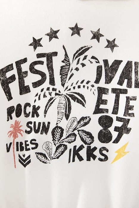 GIRLS’ ECRU HOODIE WITH ROCK DRAWINGS AND SLOGAN 5