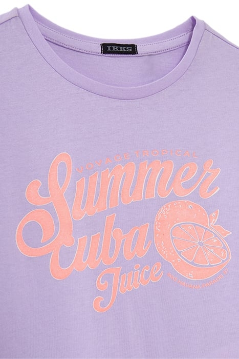 GIRLS' LILAC T-SHIRT WITH NEON FRUIT & SLOGAN 3