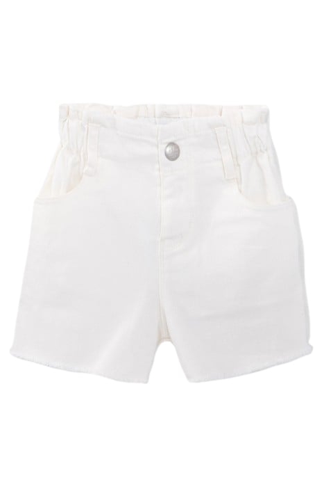 GIRLS' ECRU DENIM SHORTS WITH EMBROIDERED BRAID DOWN SIDES 1