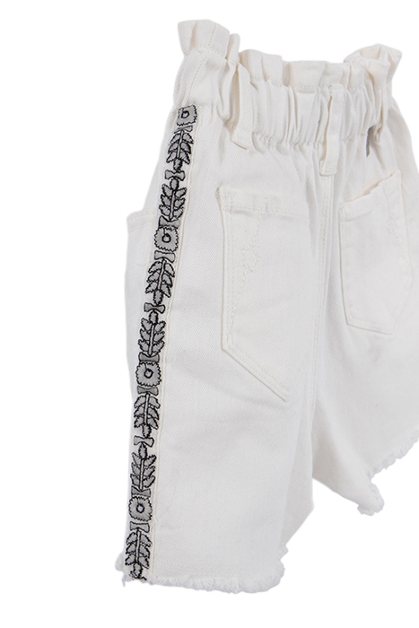 GIRLS' ECRU DENIM SHORTS WITH EMBROIDERED BRAID DOWN SIDES 5