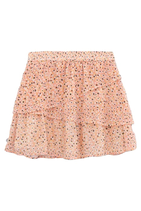 GIRLS' PEACH SHORT SKIRT WITH FLOWER TACHIST PRINT 2