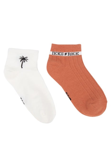 BOYS’ ECRU AND TERRACOTTA SHORT SOCKS 1