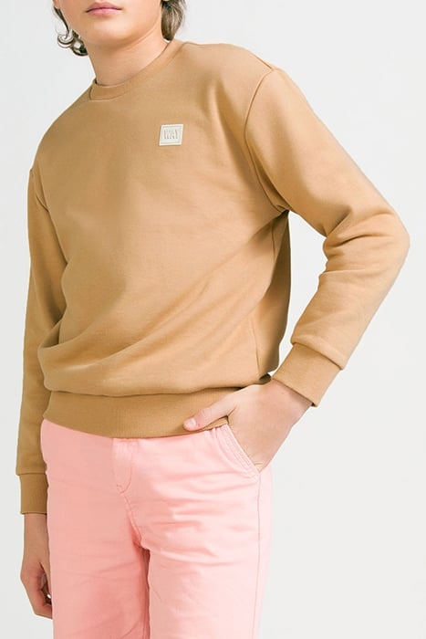 BOYS’ BEIGE SWEATSHIRT WITH EMBOSSED SLOGAN ON BACK 1