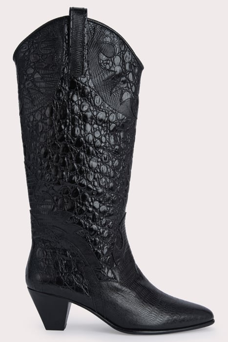 MELVIN BLACK CROCO LIZARD LEATHER BLACK 1