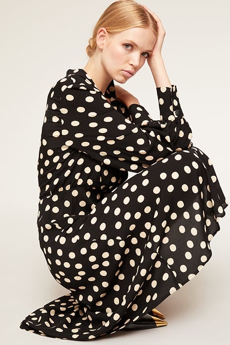 SATIN POLKA DOT MIDI DRESS BLACK 5