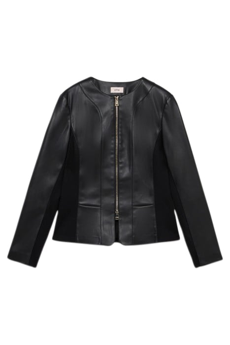 SLIM FIT WINTER JACKET IN COATED FABRIC BLACK 3