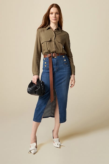 DENIM PENCIL SKIRT BLUE 2