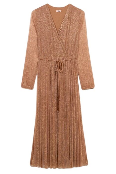 LONG LUREX PLEATED DRESS BEIGE 3