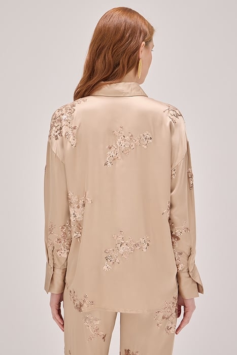 SATIN SHIRT WITH SEQUIN EMBROIDERY BEIGE 2