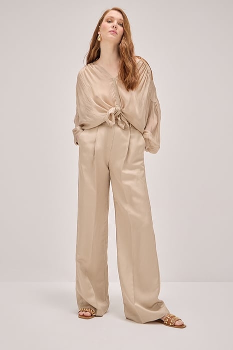 WIDE LEG LINEN BLEND TROUSERS NATURAL 2