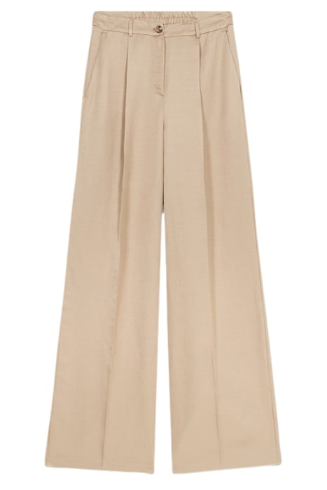 WIDE LEG LINEN BLEND TROUSERS NATURAL 4
