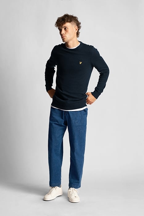 COTTON MERINO CREW JUMPER DARK NAVY 1