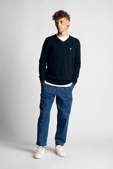 COTTON MERINO V NECK JUMPER DARK NAVY 3