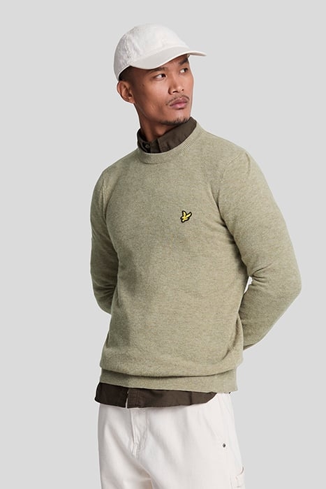 LAMBSWOOL BLEND CREW NECK JUMPER SAGE UNIFORM MARL 1