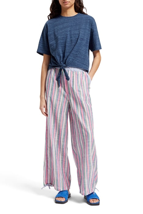 BOXY FIT TIE FRONT MARL T-SHIRT STARNIGHT BLUE 3