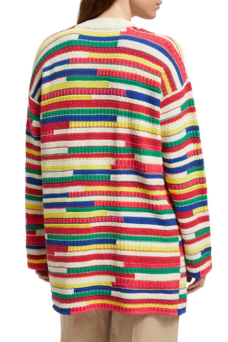 MULTICOLOURED INTARSIA KNITTED CARDIGAN MULTI STRIPE 2