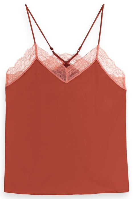 SATIN CAMISOLE WITH LACE DETIAL TERRACOTTA 4