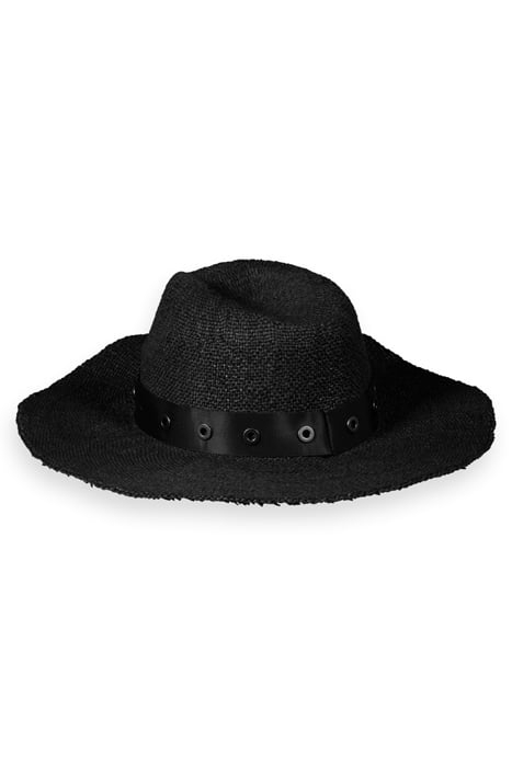 STRAW HAT WITH EYELETS BLACK 2