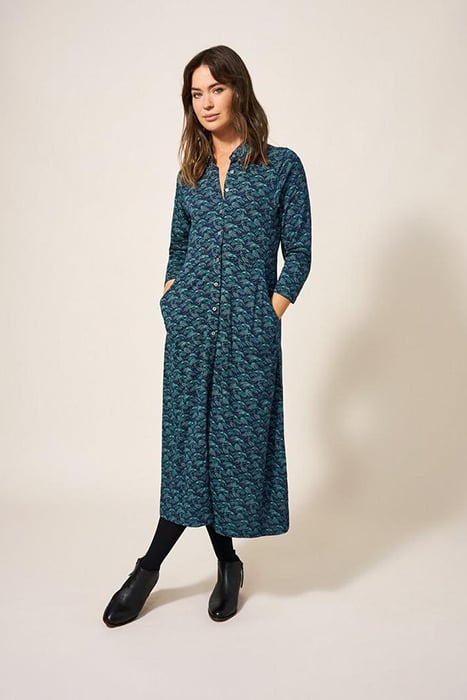 RUA JERSEY SHIRT DRESS NAVY PRINT 1