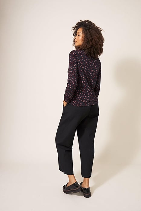 ANA SMOCK SHOULDER TOP BLACK PRINT 3