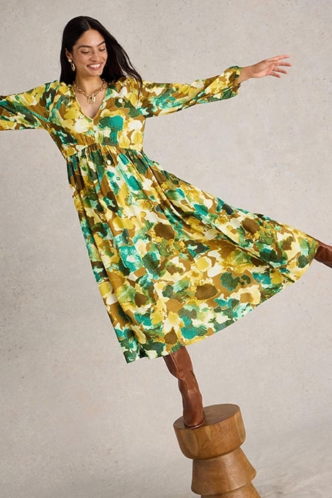 IMOGEN MIDI DRESS YELLOW PRINT 4