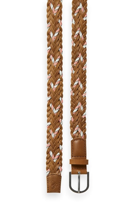 BRAIDED LEATHER AND CORD BELT TAUPE 2