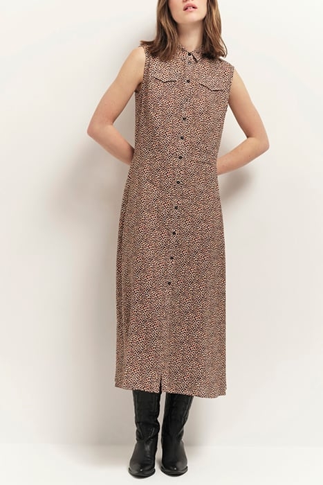 ROXY - LONG SAND SHIRT DRESS WITH MINI GIRAFFE PRINT 1