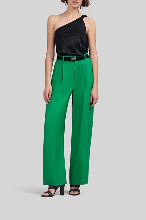 GREEN SATIN WIDE-LEG TROUSERS 3