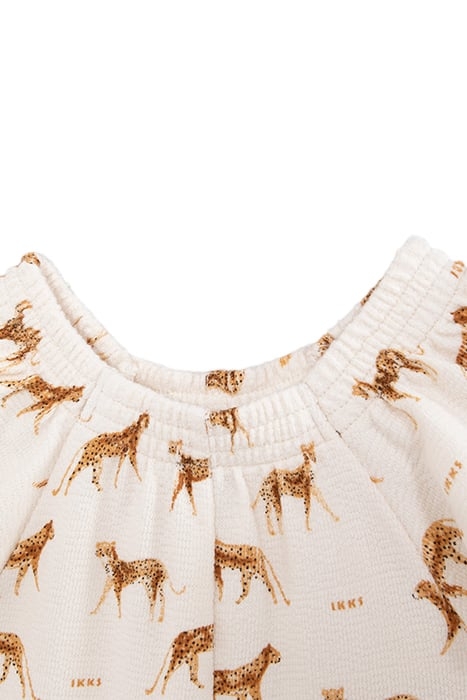 BABY GIRLS’ ECRU ORGANIC COTTON PLAYSUIT, LITTLE PANTHERS 3