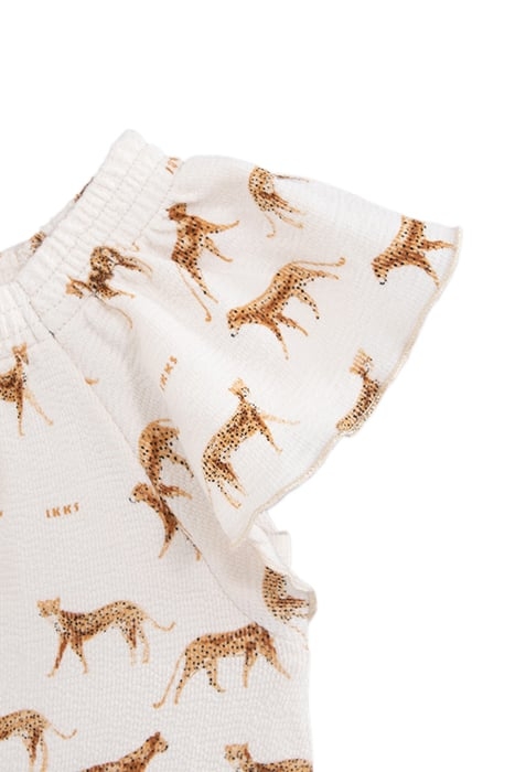 BABY GIRLS’ ECRU ORGANIC COTTON PLAYSUIT, LITTLE PANTHERS 4