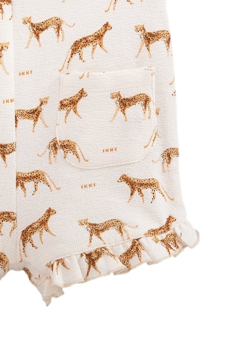 BABY GIRLS’ ECRU ORGANIC COTTON PLAYSUIT, LITTLE PANTHERS 5