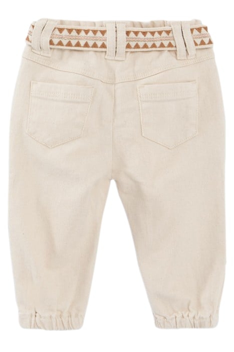BABY GIRLS’ ECRU JEANS WITH ETHNIC EMBROIDERY WAISTBAND 3
