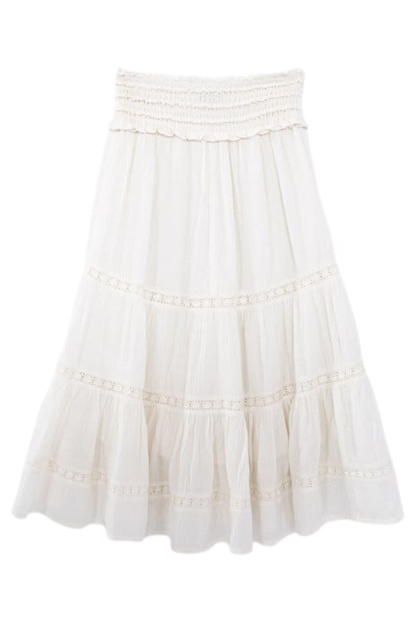 GIRLS’ OFF-WHITE LONG SKIRT WITH LACE AND SMOCKED WAIST 2