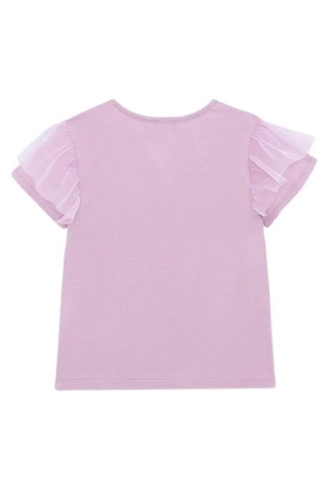 GIRLS' LAVENDER T-SHIRT WITH TULLE SLEEVES AND SLOGAN 2