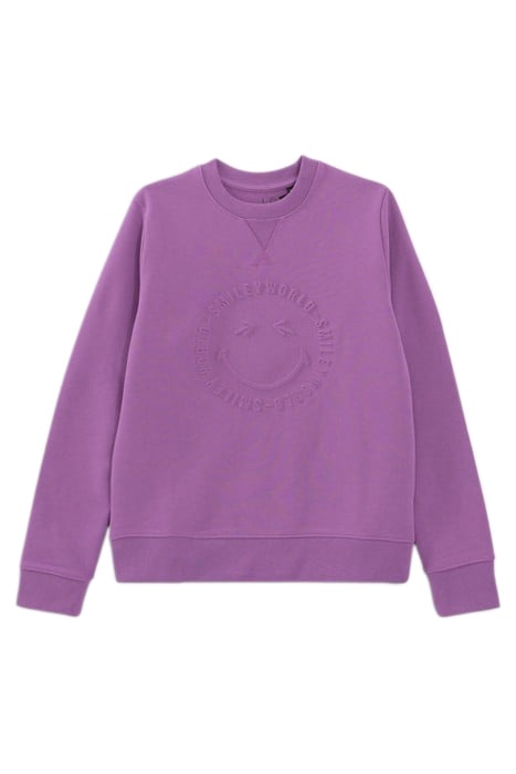 BOYS’ PURPLE SWEATSHIRT WITH EMBOSSED SMILEYWORLD IMAGE 1