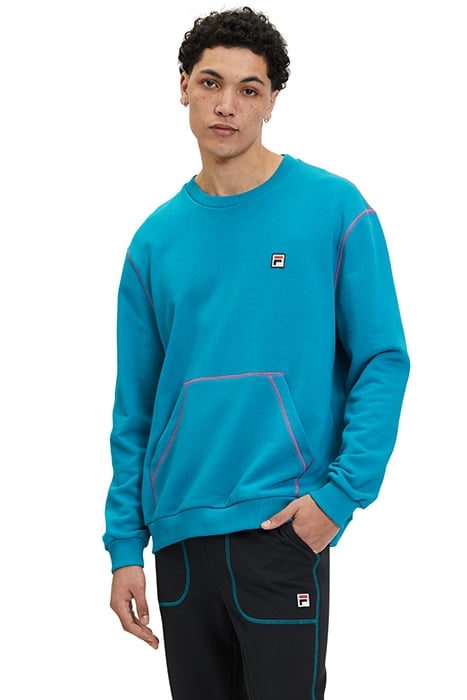 CREWNECK SWEATSHIRT WITH KANGAROO POCKET AND CONTRAST STITCH 1