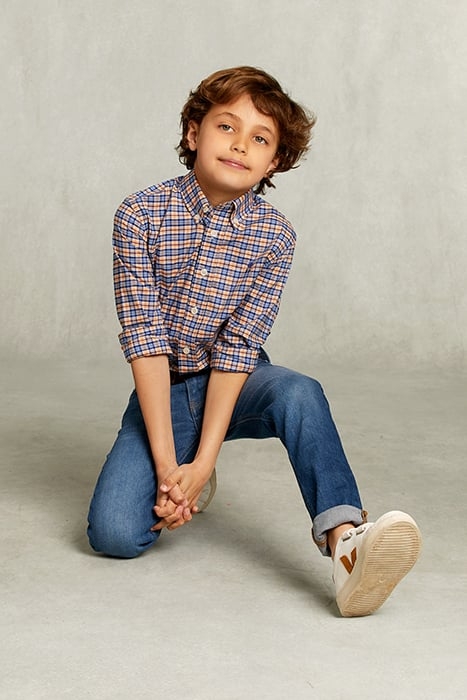 CUSTOM FIT CHECKED SHIRT BLUE/ORANGE YELLOW 3