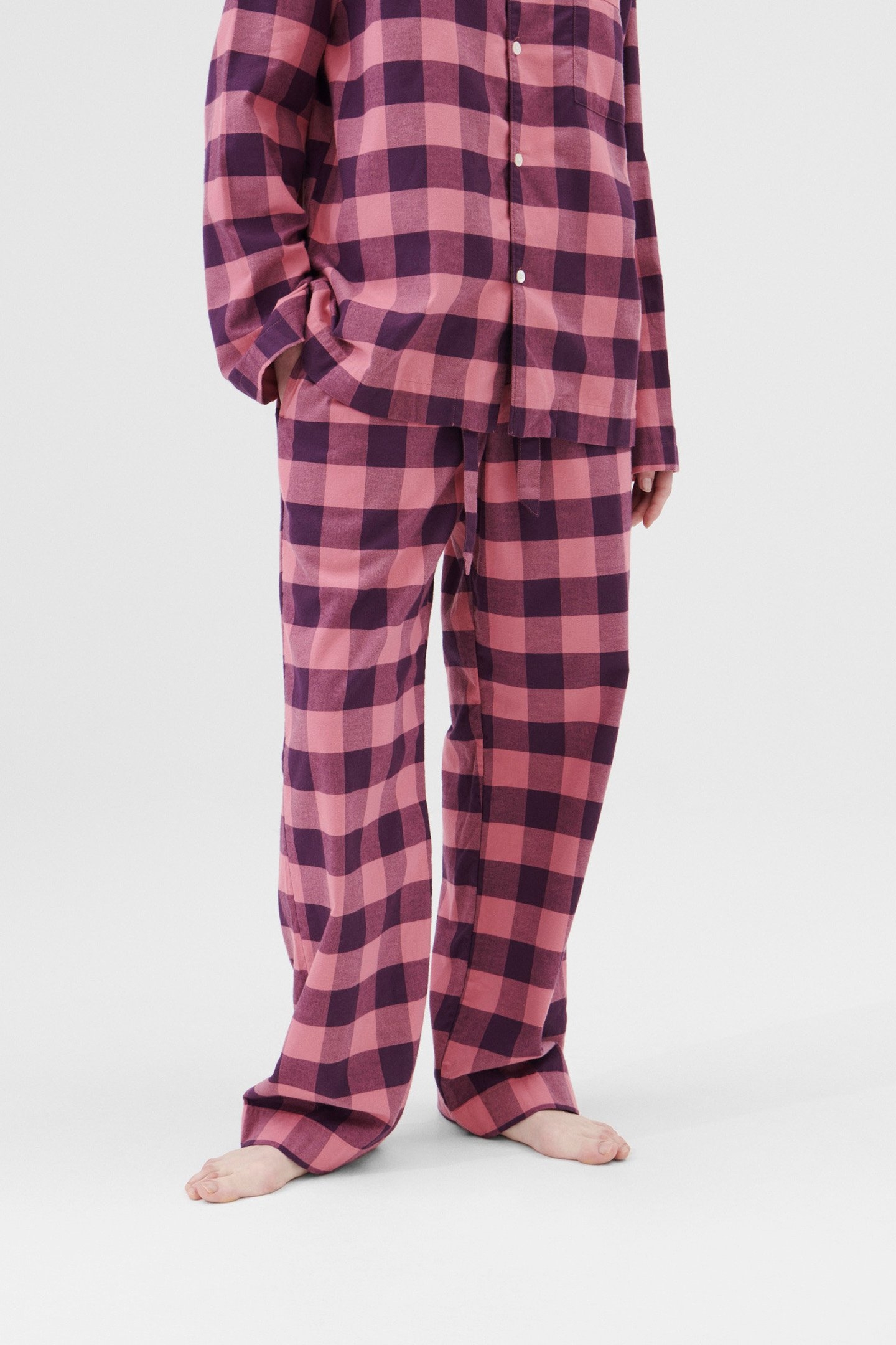 UNISEX FLANNEL, PYJAMAS PANTS PINK GINGHAM 1