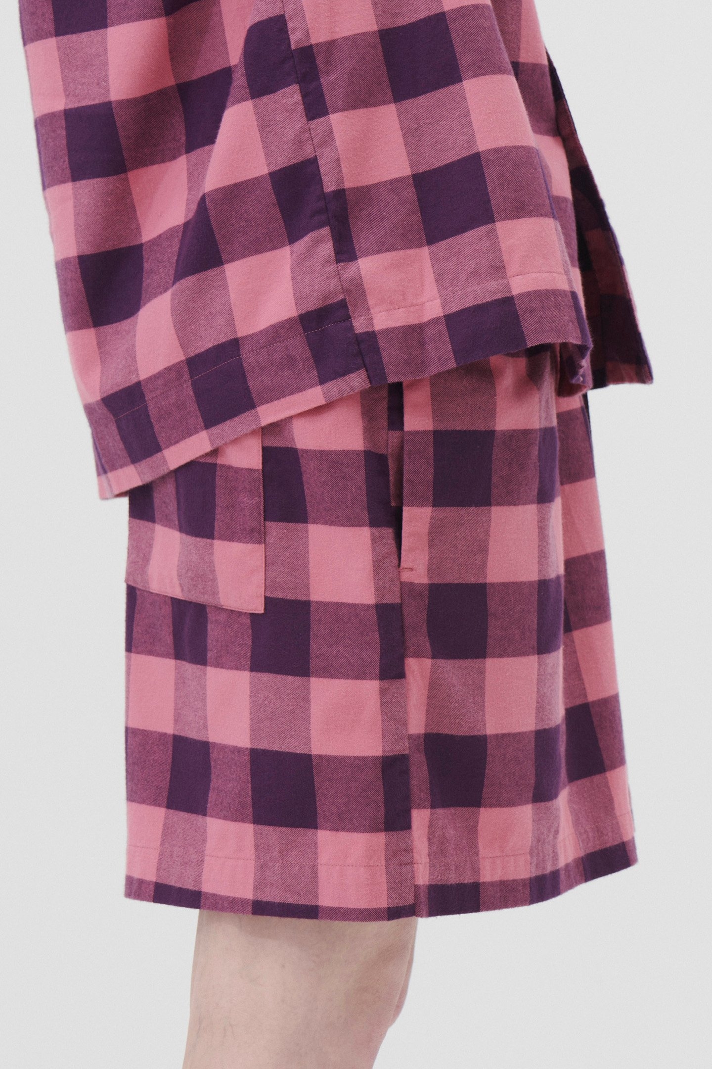 UNISEX FLANNEL, PYJAMAS SHORTS PINK GINGHAM 2