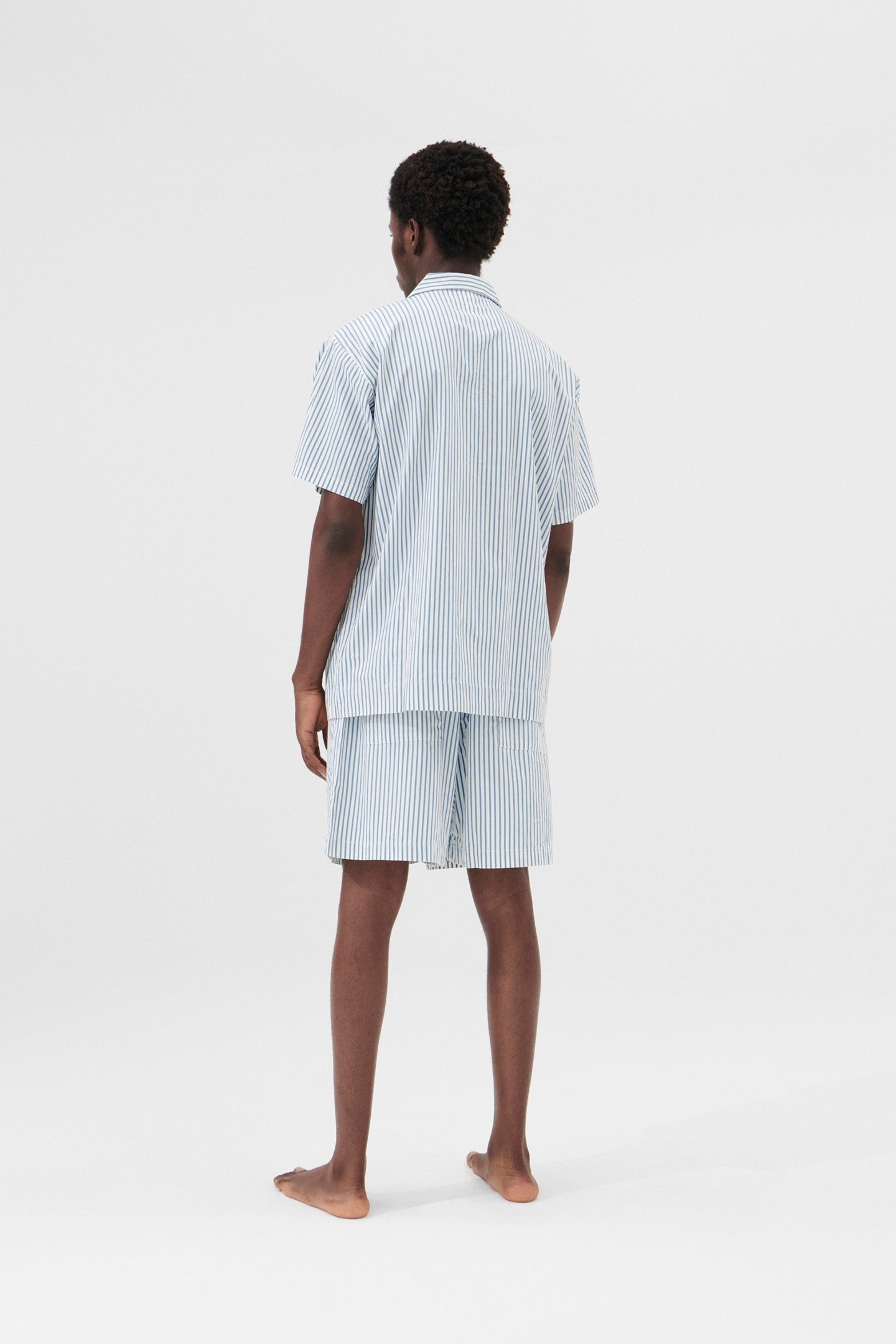 UNISEX POPLIN, PYJAMAS SHORTS PLACID BLUE STRIPES 2